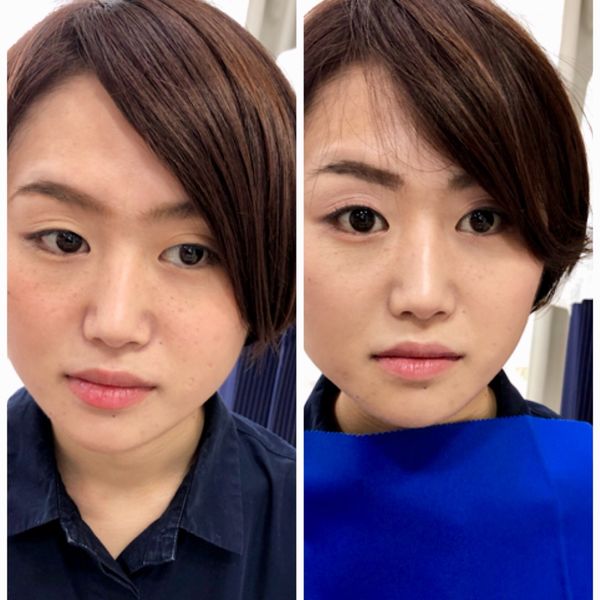 パーソナルカラーメイクアップビフォーアフター　似合うメイクアップは、鹿児島桃色物語へお任せください。